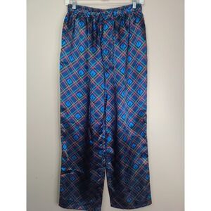 Playboy Men Blue Multi Color Plaid‎ Bunny Logo Pajama Pants Size XL